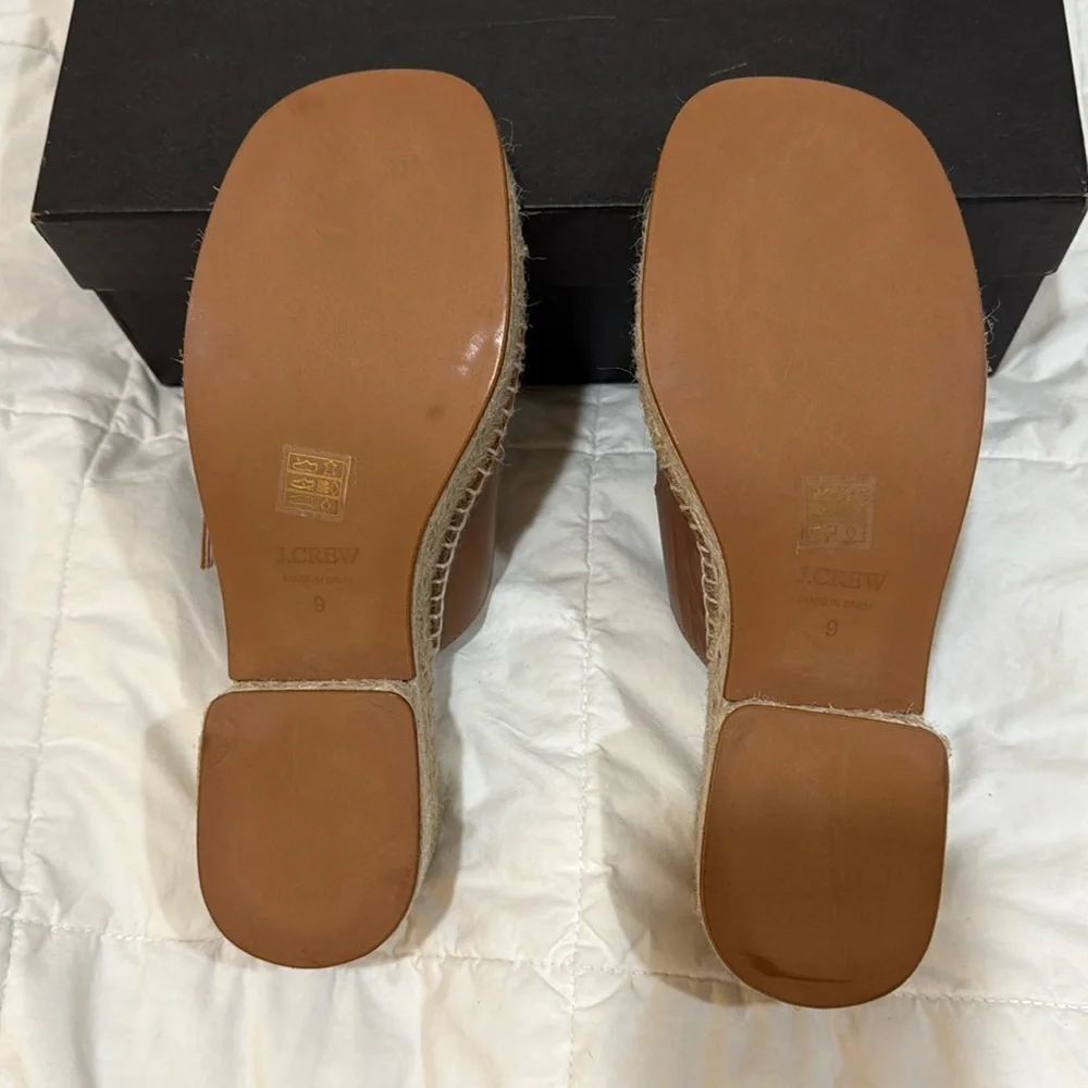 J.Crew Made-in-Spain block-heel espadrilles in leather CA017 sz 9 NEW